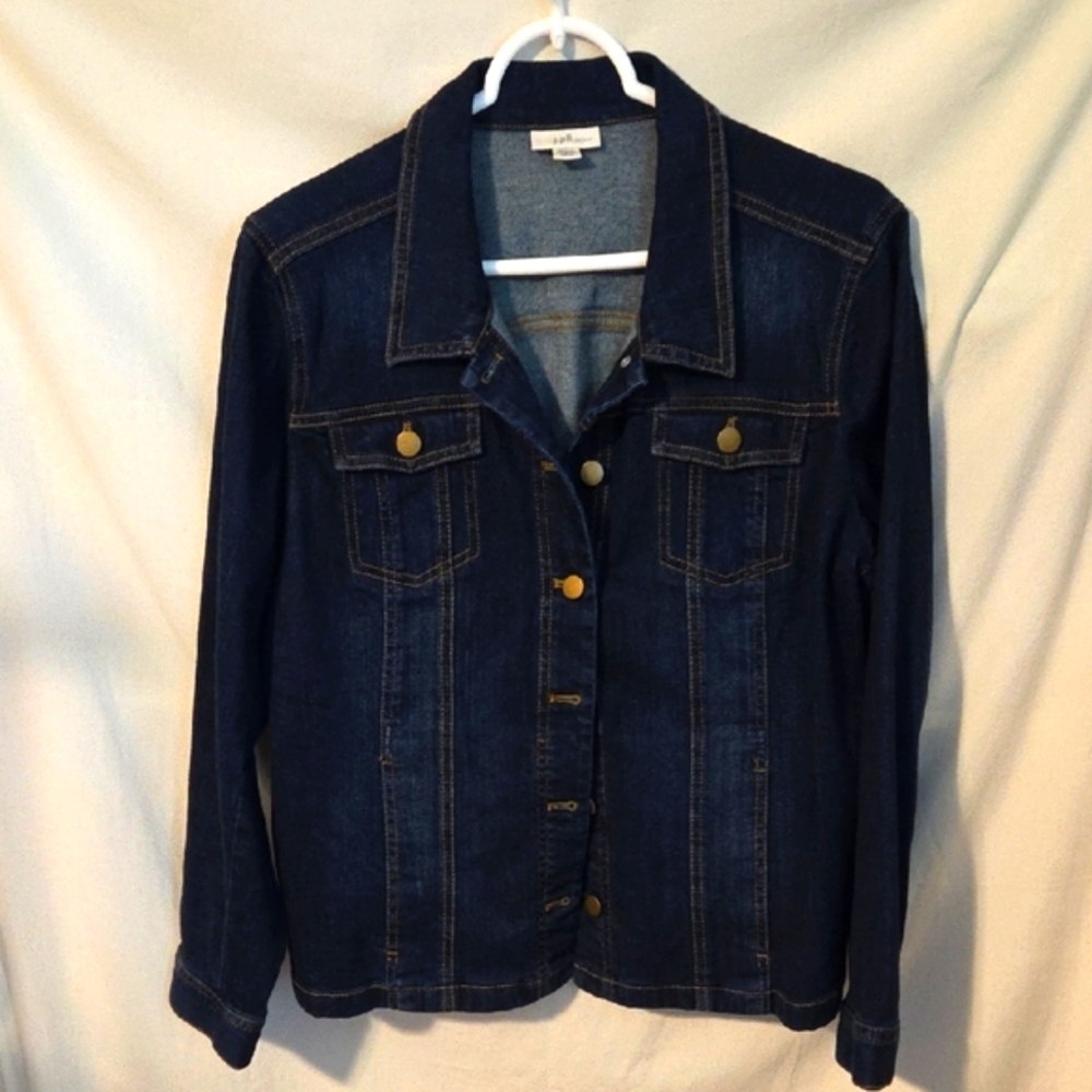 J Jill Denim Jacket Stretch Size Med Petite